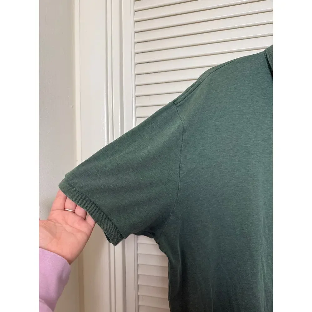 Polo Ralph Lauren Green Custom Fit Mesh Polo Orange Pony Logo XL Preppy Classic